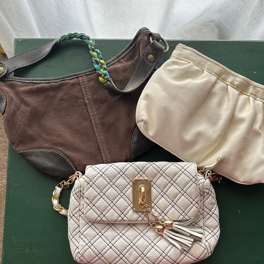 Elegant Brown and Cream Women's Handbag Set
